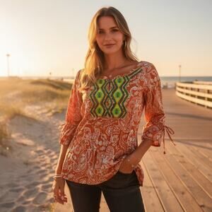 Ivy Jane Paisley Print Boho Top